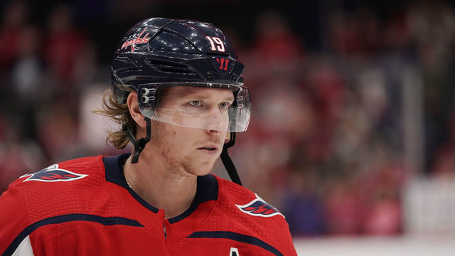 WASHINGTON, DC - JANUARY 13: Nicklas Backstrom #19 of the Washington Capitals looks on during the pre-game skate before a game against the Carolina Hurricanes at Capital One Arena on January 13, 2020 in Washington, DC.