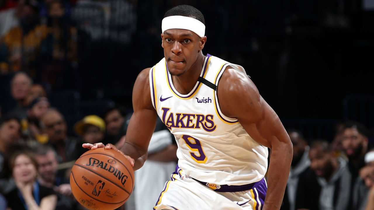 OKLAHOMA CITY, OK - JANUARY 11: Rajon Rondo #9 of the Los Angeles Lakers handles the ball against the Oklahoma City Thunder on January 11, 2020 at Chesapeake Energy Arena in Oklahoma City, Oklahoma. Mandatory Copyright Notice: Copyright 2020 NBAE