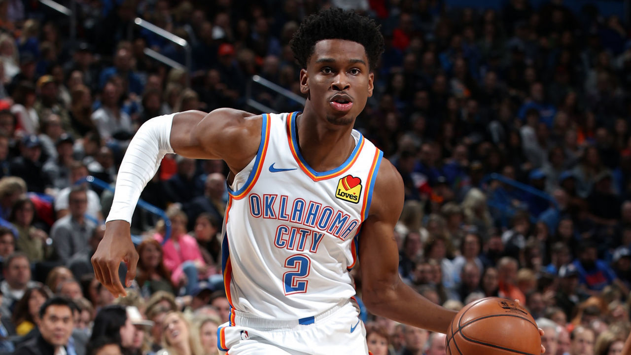 OKLAHOMA CITY, OK- DECEMBER 31: Shai Gilgeous-Alexander #2 of the Oklahoma City Thunder handles the ball Dallas Mavericks on December 31, 2019 at Chesapeake Energy Arena in Oklahoma City, Oklahoma. Mandatory Copyright Notice: Copyright 2019 NBAE
