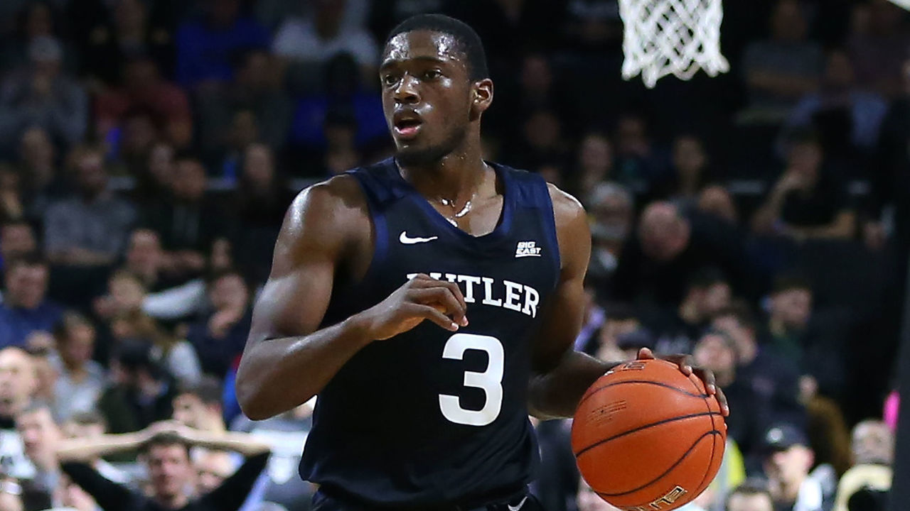 PROVIDENCE, RI - JANUARY 10: Butler Bulldogs guard Kamar Baldwin (3) in action during a college basketball game between Butler Bulldogs and Providence Friars on January 10, 2020, at the Dunkin Donuts Center in Providence, RI.