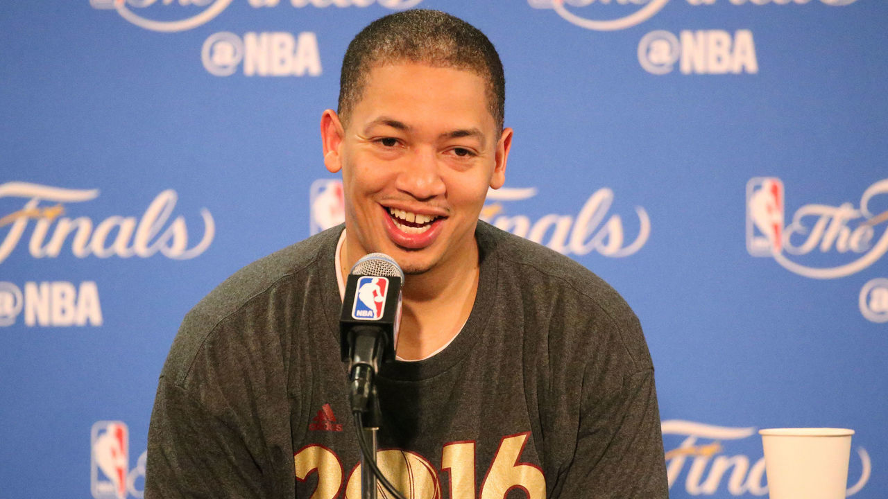 OAKLAND, CA - JUNE 19: Tyronn Lue of the Cleveland Cavaliers talks to the media during a press conference after the 2016 NBA Finals Game Seven against the Golden State Warriors on June 19, 2016 at ORACLE Arena in Oakland, California. Mandatory Copyright Notice: Copyright 2016 NBAE
