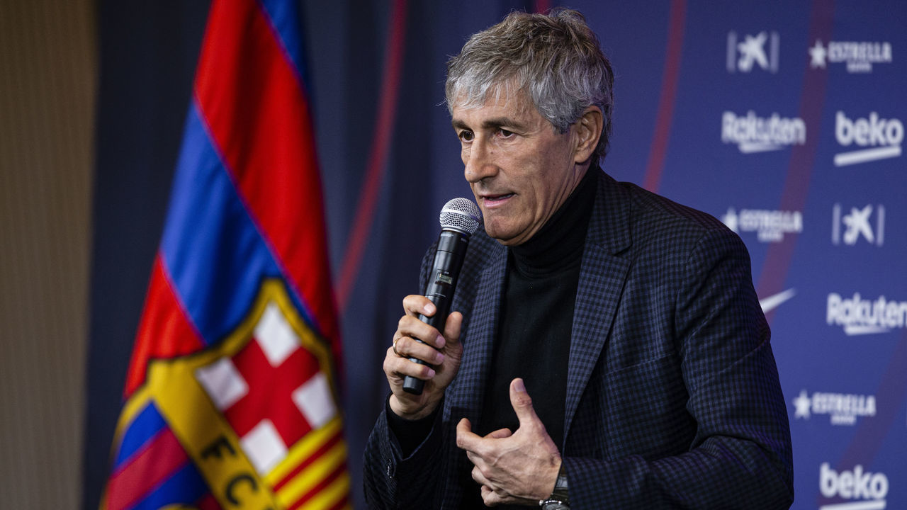 Presentation of Quique Setien as a new coach of FC Barcelona with contract till 30th of June of 2022 at Camp Nou Stadium on January 14, 2020 in Barcelona, Spain.