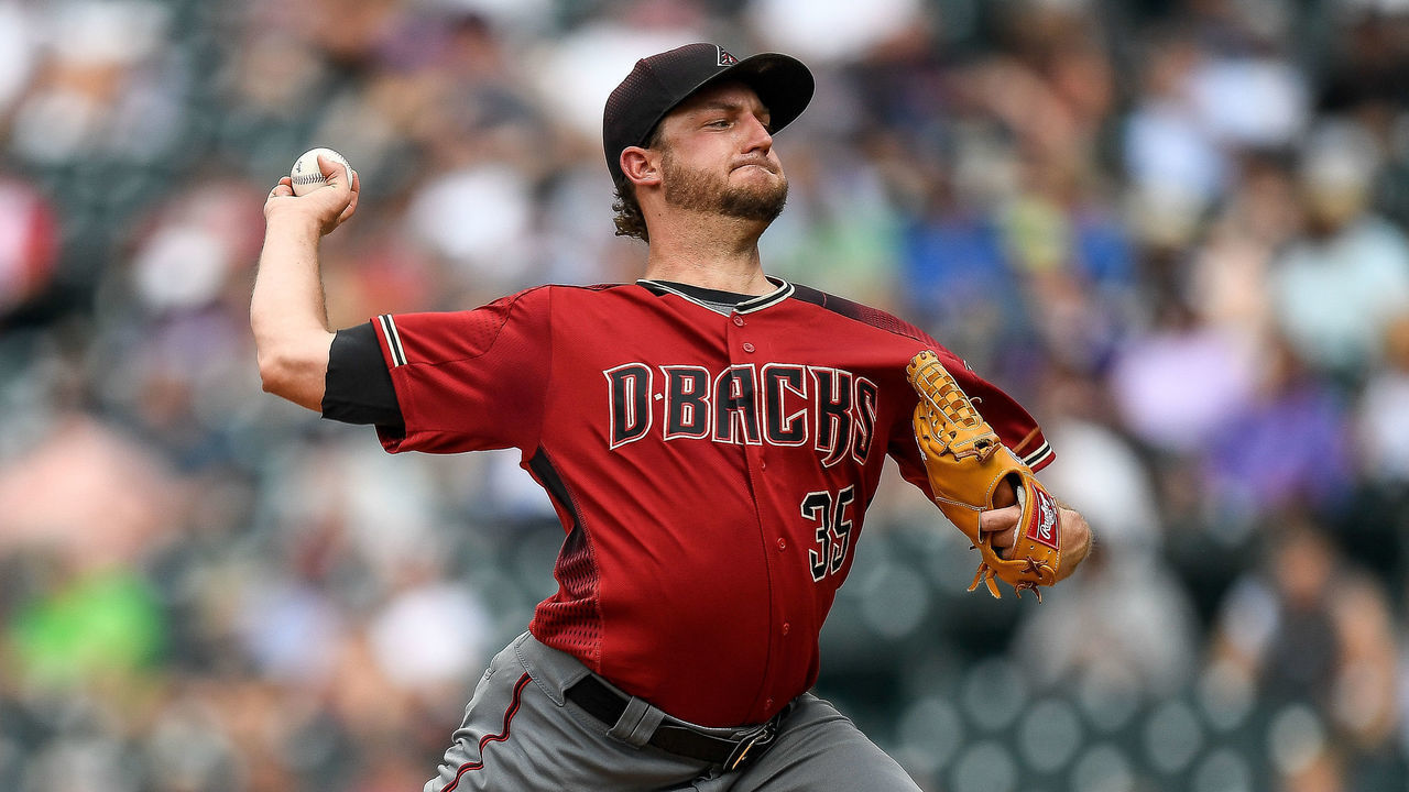 DENVER, CO - AUGUST 14: Matt Andriese #35 of the Arizona Diamondbacks pitches against the Colorado Rockies at Coors Field on August 14, 2019 in Denver, Colorado.
