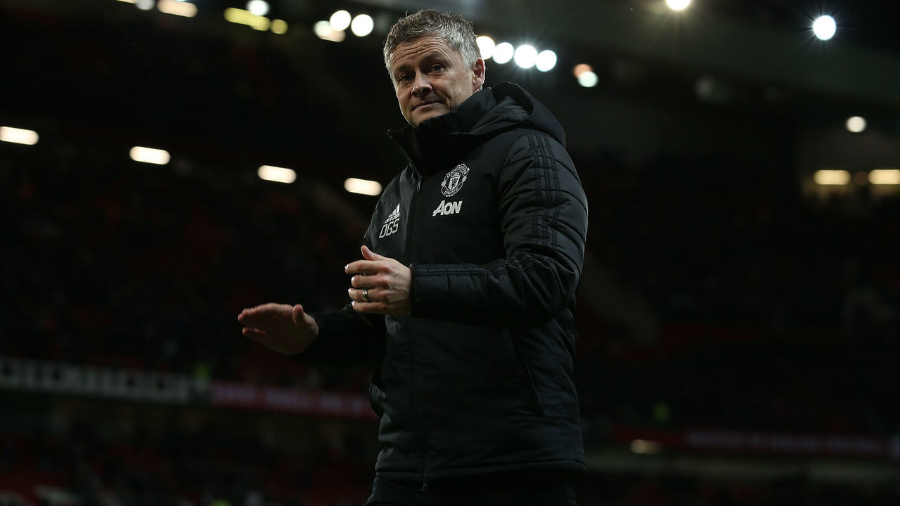 MANCHESTER, ENGLAND - JANUARY 11: Manager Ole Gunnar Solskjaer of Manchester United walks off after the Premier League match between Manchester United and Norwich City at Old Trafford on January 11, 2020 in Manchester, United Kingdom.