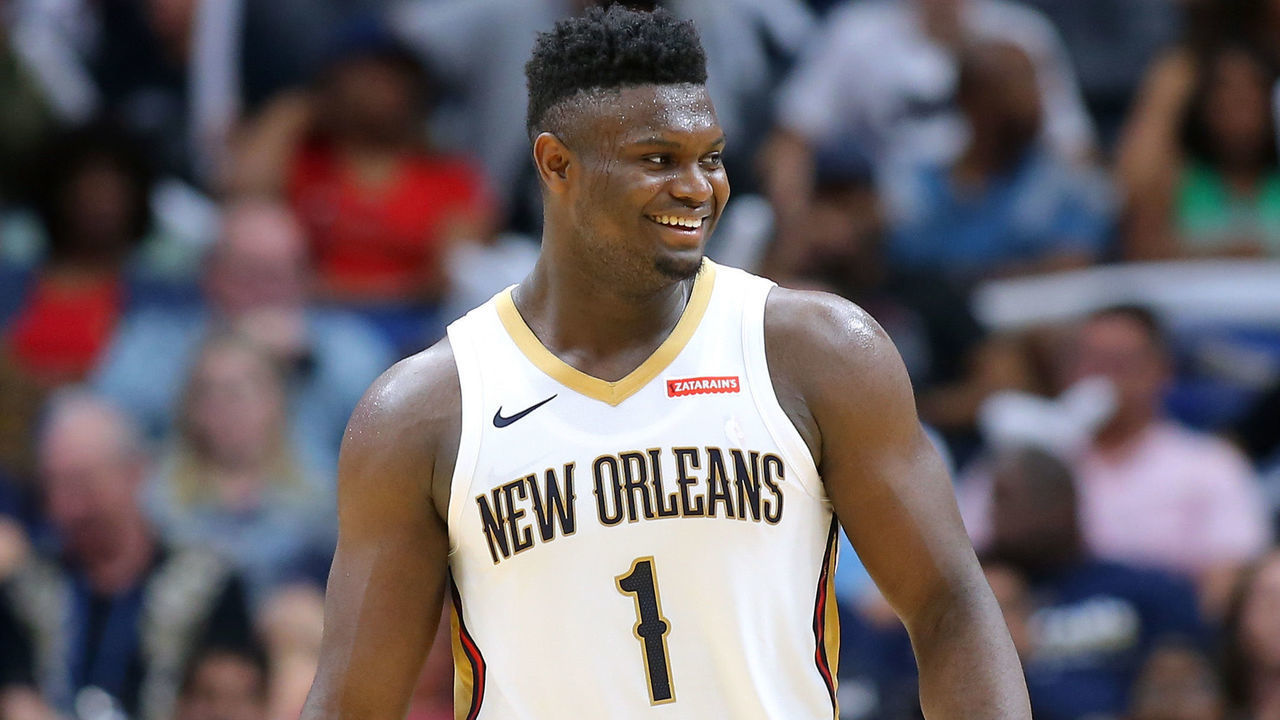 NEW ORLEANS, LOUISIANA - OCTOBER 11: Zion Williamson #1 of the New Orleans Pelicans reacts during a game against the Utah Jazz at the Smoothie King Center on October 11, 2019 in New Orleans, Louisiana.
