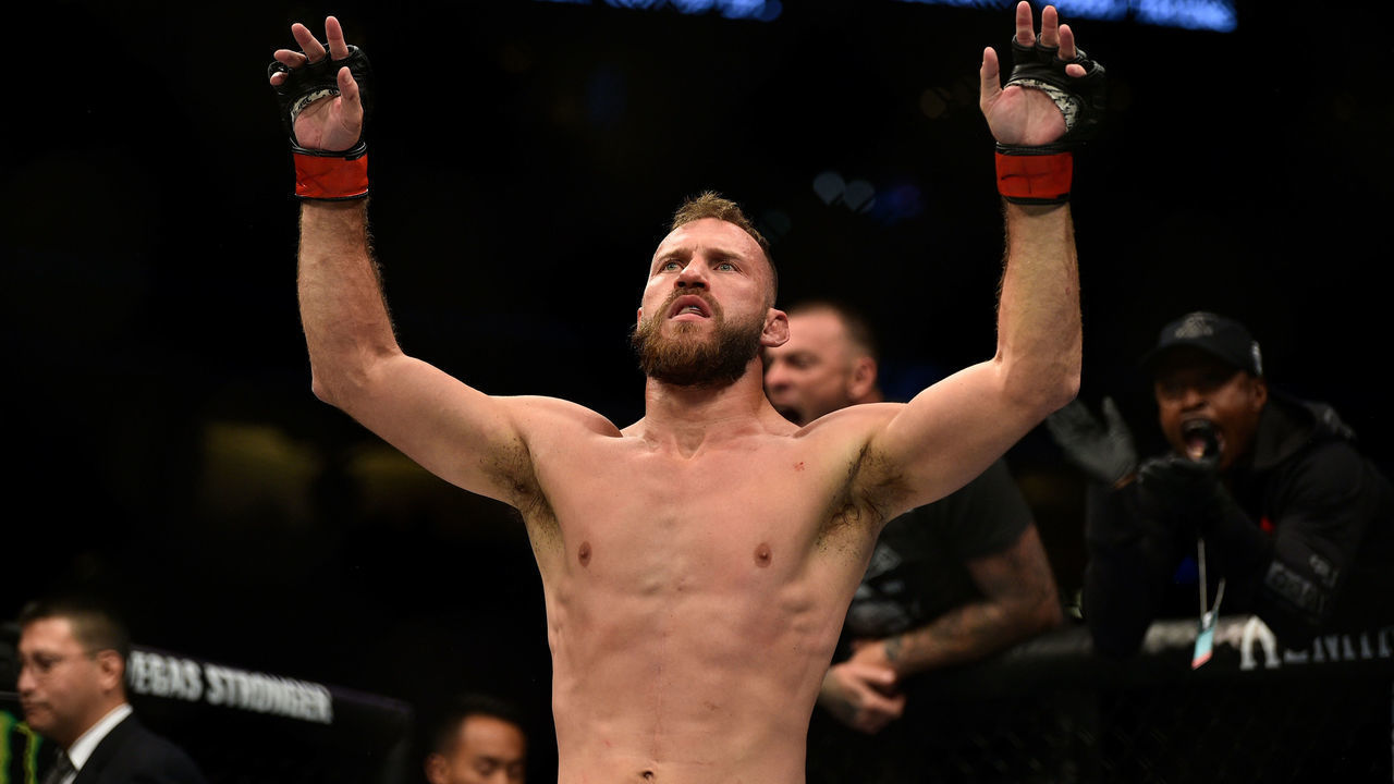 DENVER, CO - NOVEMBER 10: Donald Cerrone reacts after submitting Mike Perry in their welterweight bout during the UFC Fight Night event inside Pepsi Center on November 10, 2018 in Denver, Colorado.