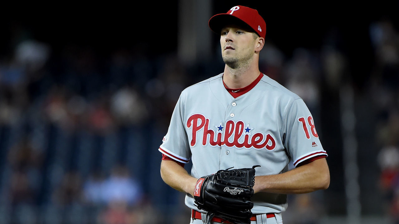 WASHINGTON, DC - SEPTEMBER 25: Drew Smyly #18 of the Philadelphia Phillies pitches during the game against the Washington Nationals at Nationals Park on September 25, 2019 in Washington, DC.