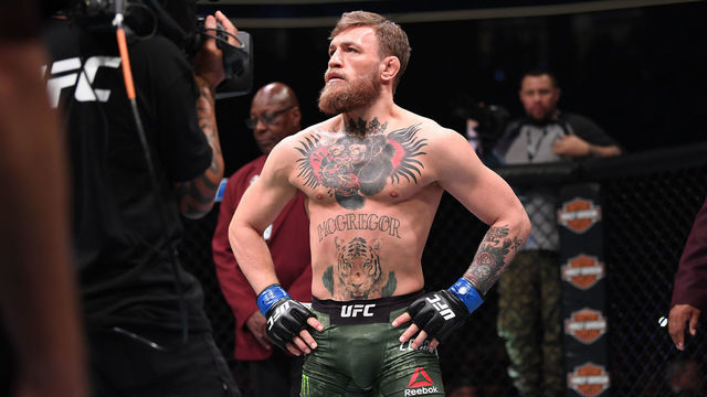 LAS VEGAS, NV - OCTOBER 06: Conor McGregor of Ireland stands in his corner prior to facing Khabib Nurmagomedov of Russia in their UFC lightweight championship bout during the UFC 229 event inside T-Mobile Arena on October 6, 2018 in Las Vegas, Nevada.