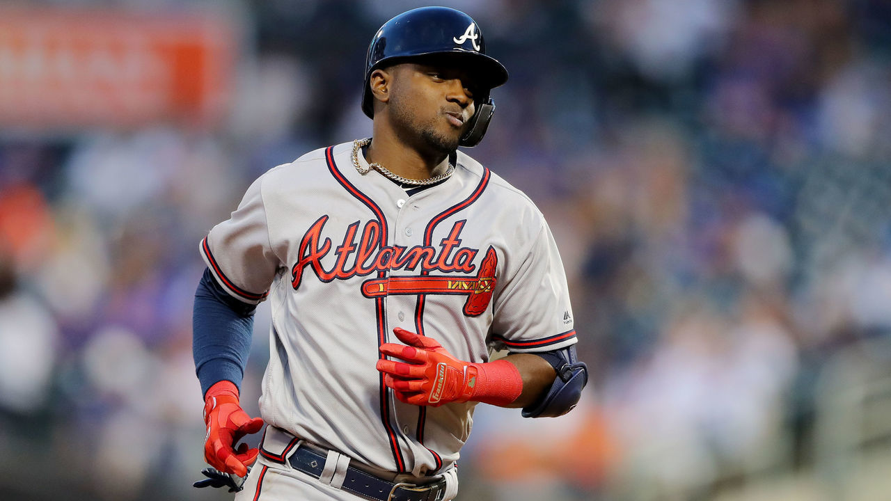 FLUSHING, NY - SEPTEMBER 29: Adeiny Hechavarria #24 of the Atlanta Braves rounds the bases after hitting a home run during the game between the Atlanta Braves and the New York Mets at Citi Field on Sunday, September 29, 2019 in Flushing, New York.
