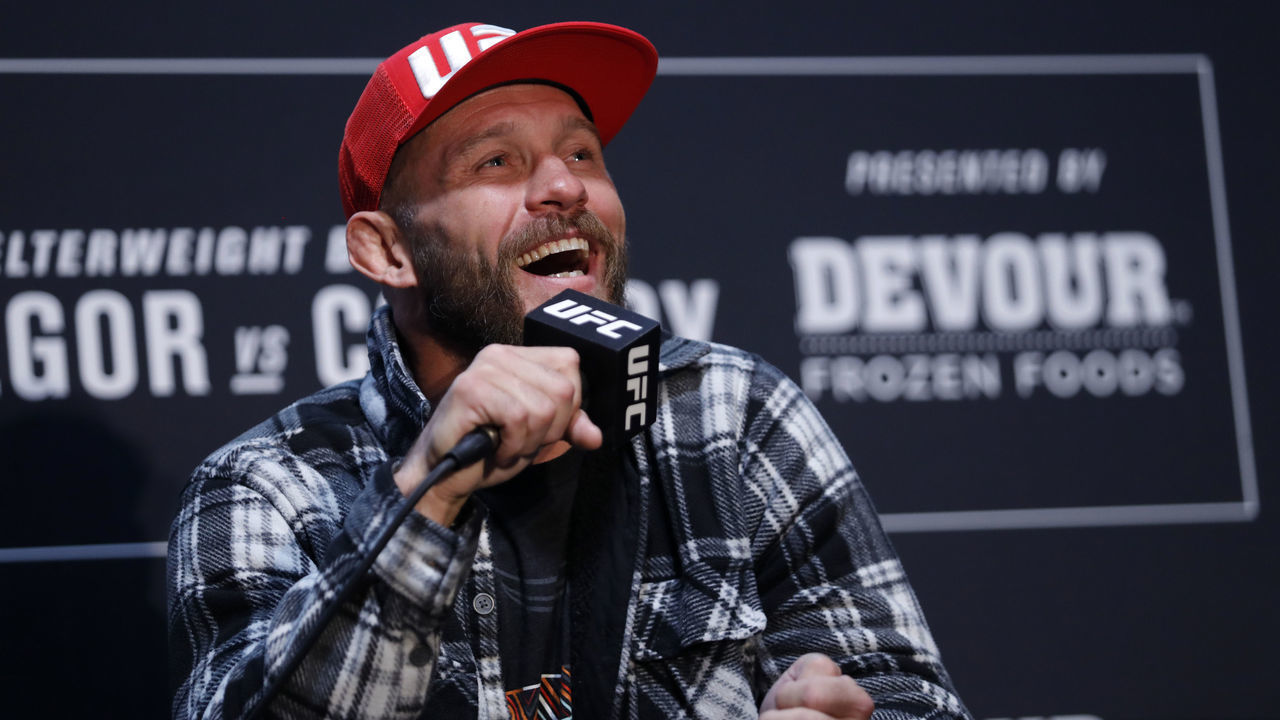 LAS VEGAS, NEVADA - JANUARY 16: Welterweight fighter Donald Cerrone responds to a question during the UFC 246 Ultimate Media Day on January 16, 2020 in Las Vegas, Nevada. Cerrone will fight Conor McGregor at UFC 246 on January 18 in Las Vegas.