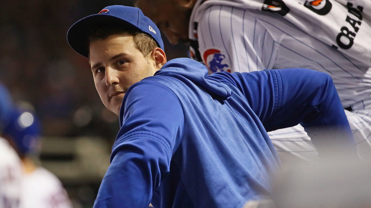 CHICAGO, ILLINOIS - SEPTEMBER 17: Anthony Rizzo #44 of the Chicago Cubs is seen on the bench during a game against the Cincinnati Reds at Wrigley Field on September 17, 2019 in Chicago, Illinois. The Reds defeated the Cubs 4-2.