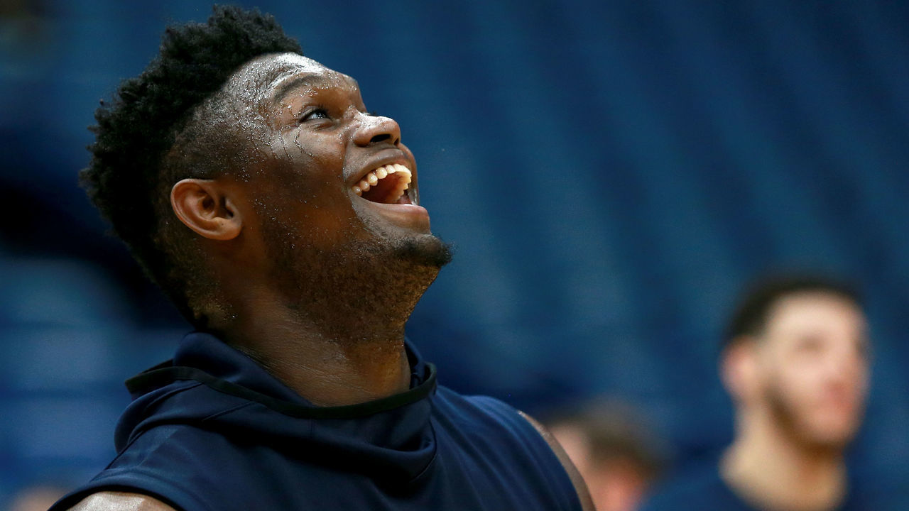 NEW ORLEANS, LOUISIANA - JANUARY 08: Zion Williamson #1 of the New Orleans Pelicans stands on the court priro to the start of a NBA game against the Chicago Bulls at Smoothie King Center on January 08, 2020 in New Orleans, Louisiana.