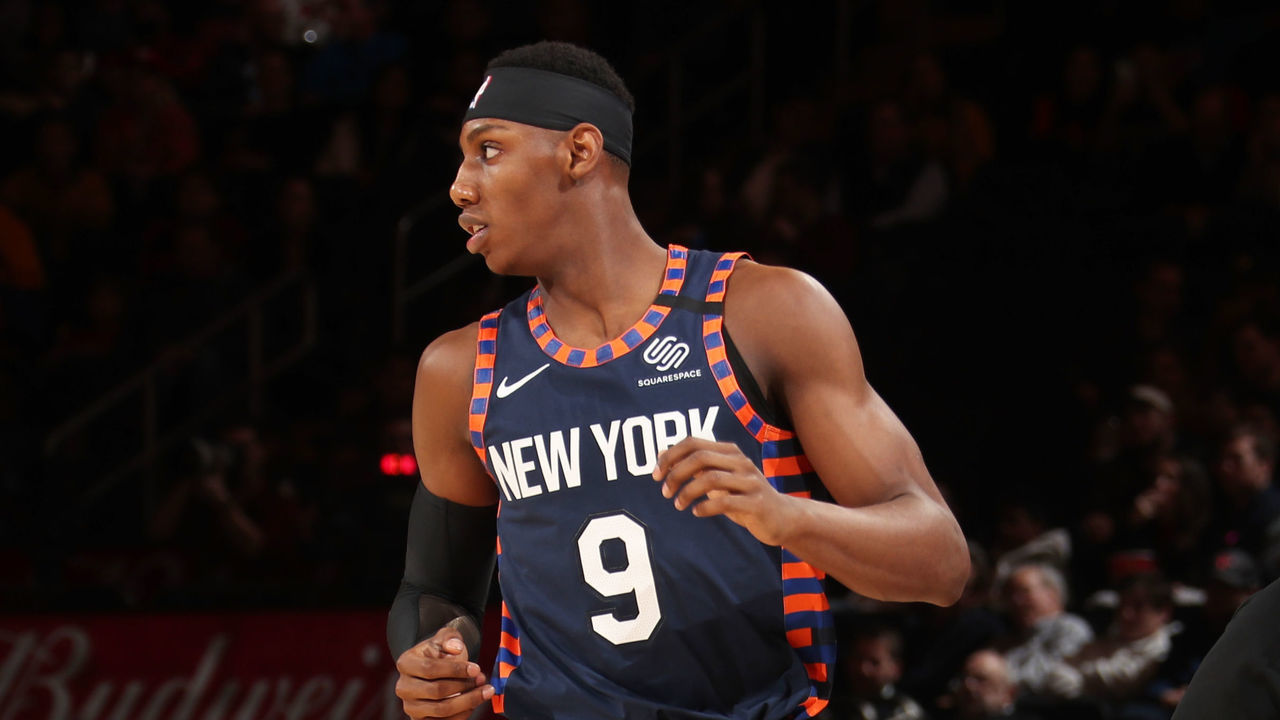 NEW YORK, NY - JANUARY 16: RJ Barrett #9 of the New York Knicks runs on during a game against the Phoenix Suns on January 16, 2020 at Madison Square Garden in New York City, New York. Mandatory Copyright Notice: Copyright 2020 NBAE