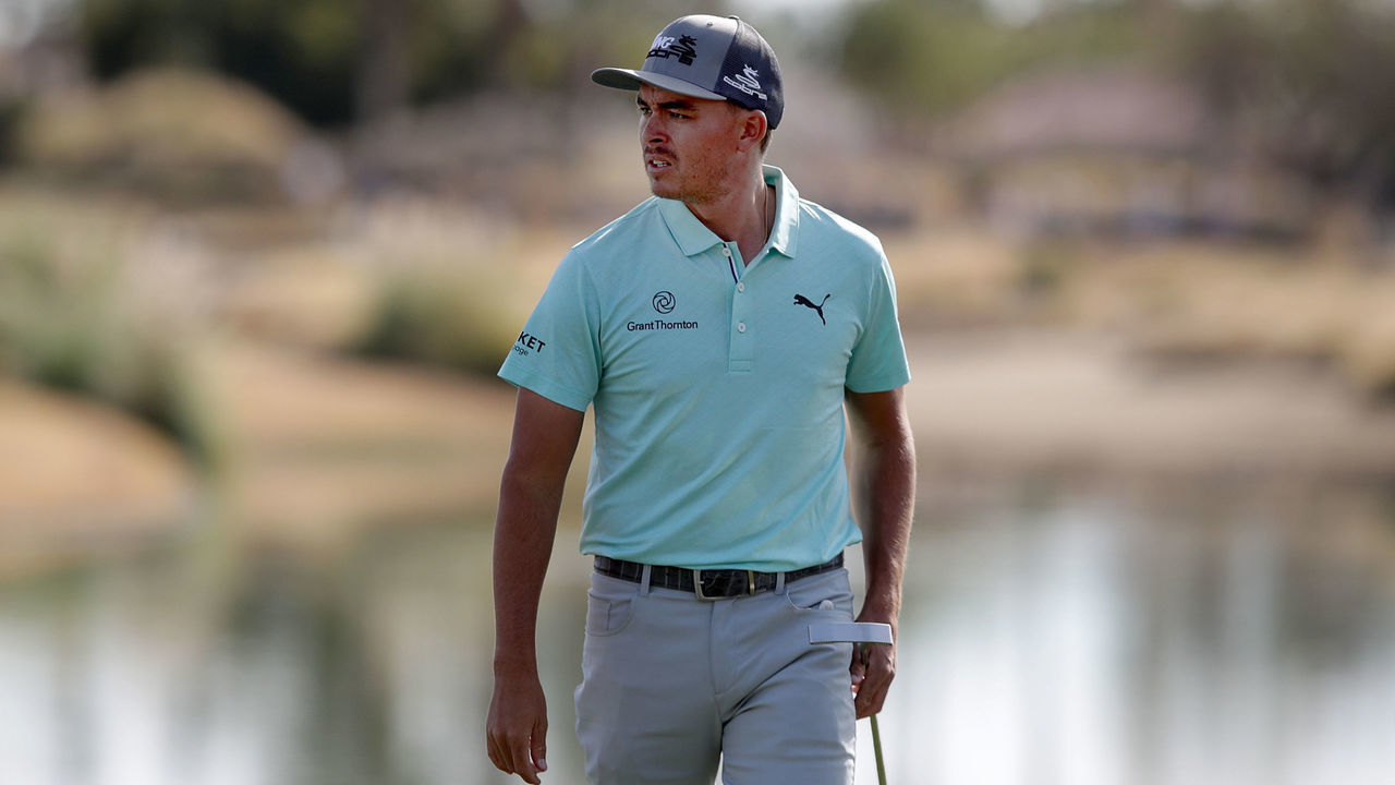 LA QUINTA, CALIFORNIA - JANUARY 17: Rickie Fowler walks from the 18th green during the second round of The American Express tournament at the Jack Nicklaus Tournament Course at PGA West on January 17, 2020 in La Quinta, California.