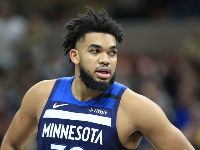 INDIANAPOLIS, INDIANA - JANUARY 17: Karl Anthony-Towns #32 of the Minnesota Timberwolves against the Indiana Pacers at Bankers Life Fieldhouse on January 17, 2020 in Indianapolis, Indiana.