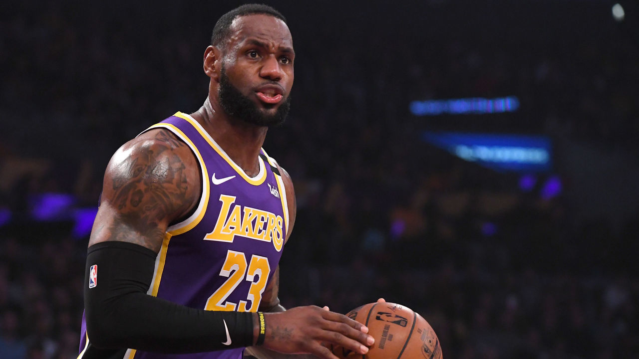 LOS ANGELES, CA - JANUARY 15: LeBron James #23 of the Los Angeles Lakers reacts after not getting a foul call in the game against the Orlando Magic in the game at Staples Center on January 15, 2020 in Los Angeles, California. NOTE TO USER: User expressly acknowledges and agrees that, by downloading and/or using this Photograph, user is consenting to the terms and conditions of the Getty Images License Agreement.