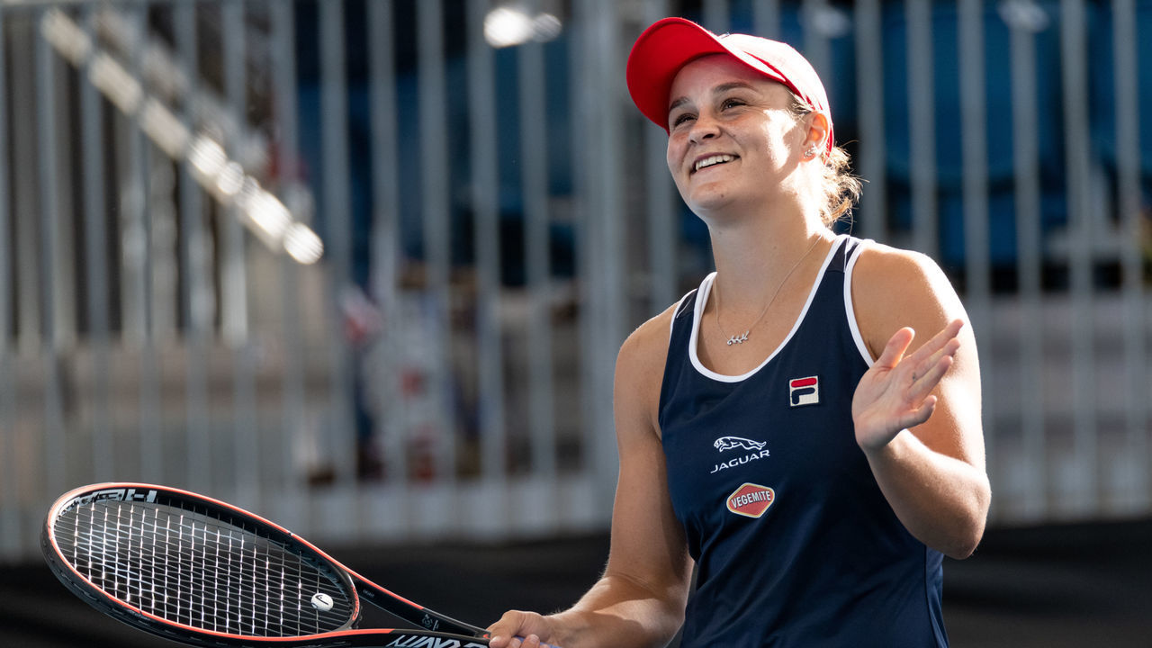 ADELAIDE, AUSTRALIA - JANUARY 18: Ashleigh Barty of Australia celebrates after winning the women's singles final against Dayana Yastremska of Ukraine during day seven of the 2020 Adelaide International at Memorial Drive on January 18, 2020 in Adelaide, Australia.