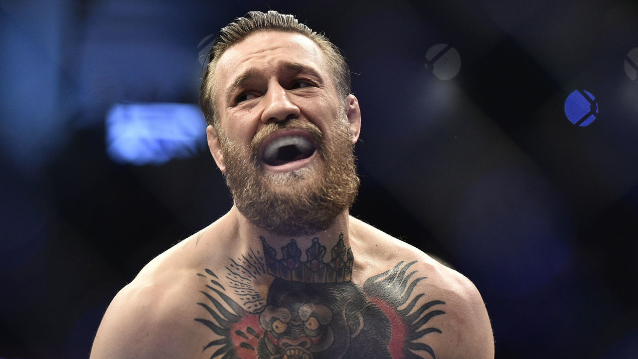 LAS VEGAS, NEVADA - JANUARY 18: Conor McGregor of Ireland celebrates after knocking out Donald Cerrone in their welterweight fight during the UFC 246 event at T-Mobile Arena on January 18, 2020 in Las Vegas, Nevada.