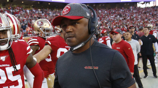 SANTA CLARA, CA - NOVEMBER 17: Defensive Back/Pass Game Coordinator Joe Woods of the San Francisco 49ers stands on the sideline during the game against the Arizona Cardinals at Levi's Stadium on November 17, 2019 in Santa Clara, California. The 49ers defeated the Cardinals 36-26.