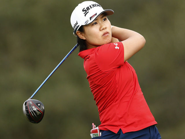 LAKE BUENA VISTA, FLORIDA - JANUARY 19: Nasa Hataoka of Japan plays her shot from the 17th tee during the final round of the Diamond Resorts Tournament of Champions at Tranquilo Golf Course at Four Seasons Golf and Sports Club Orlando on January 19, 2020 in Lake Buena Vista, Florida.
