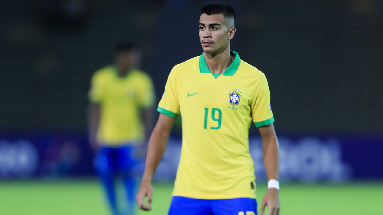 ARMENIA, COLOMBIA - JANUARY 19: Reinier of Brazil looks on during his CONMEBOL Pre-Olympic soccer game against Peru at Centenario Stadium on January 19, 2020 in Armenia, Colombia.