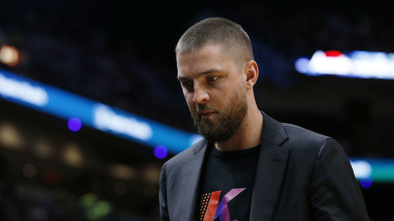 MIAMI, FLORIDA - OCTOBER 29: Chandler Parsons #31 of the Atlanta Hawks looks on against the Miami Heat during the first half at American Airlines Arena on October 29, 2019 in Miami, Florida. NOTE TO USER: User expressly acknowledges and agrees that, by downloading and/or using this photograph, user is consenting to the terms and conditions of the Getty Images License Agreement.