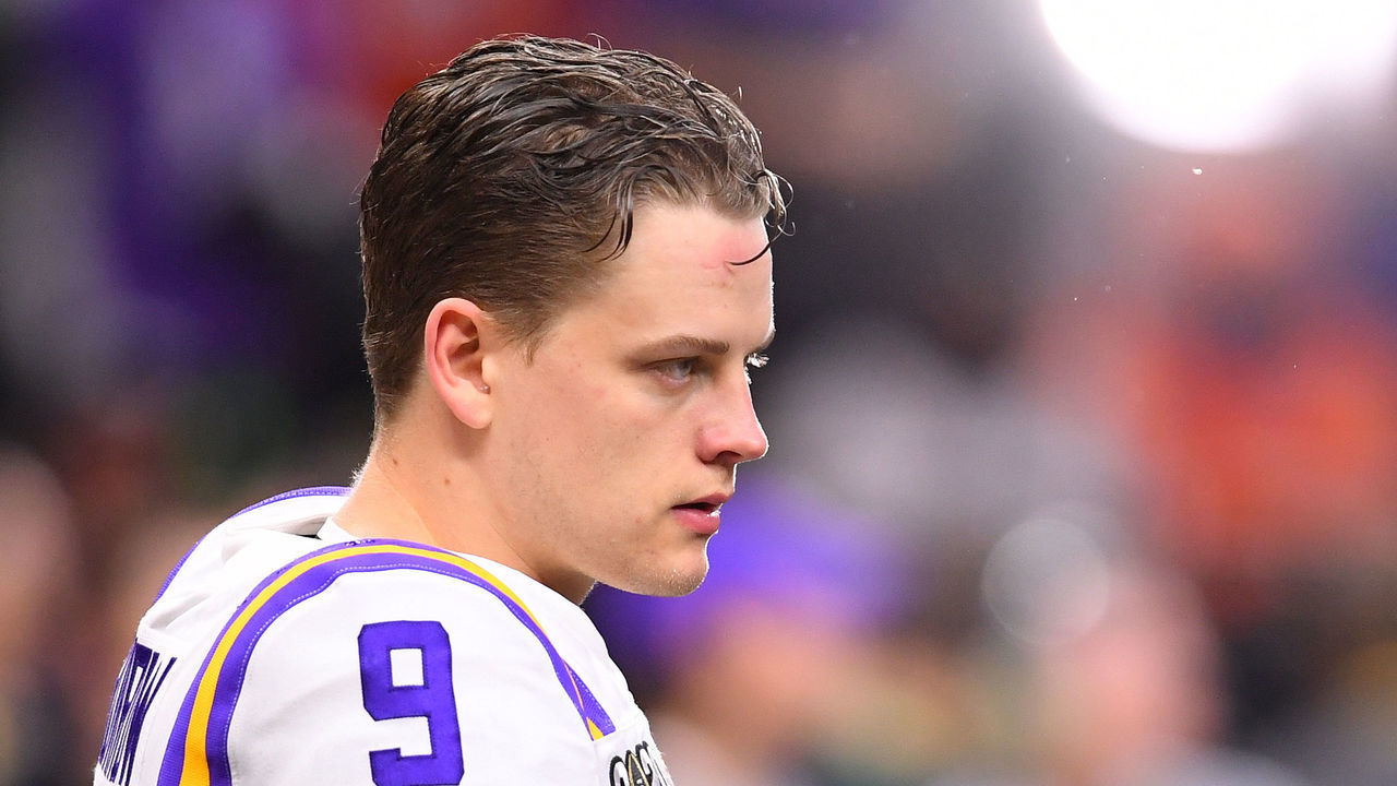 NEW ORLEANS, LA - JANUARY 13: Joe Burrow #9 of the LSU Tigers warms up prior to taking on the Clemson Tigers during the College Football Playoff National Championship held at the Mercedes-Benz Superdome on January 13, 2020 in New Orleans, Louisiana.