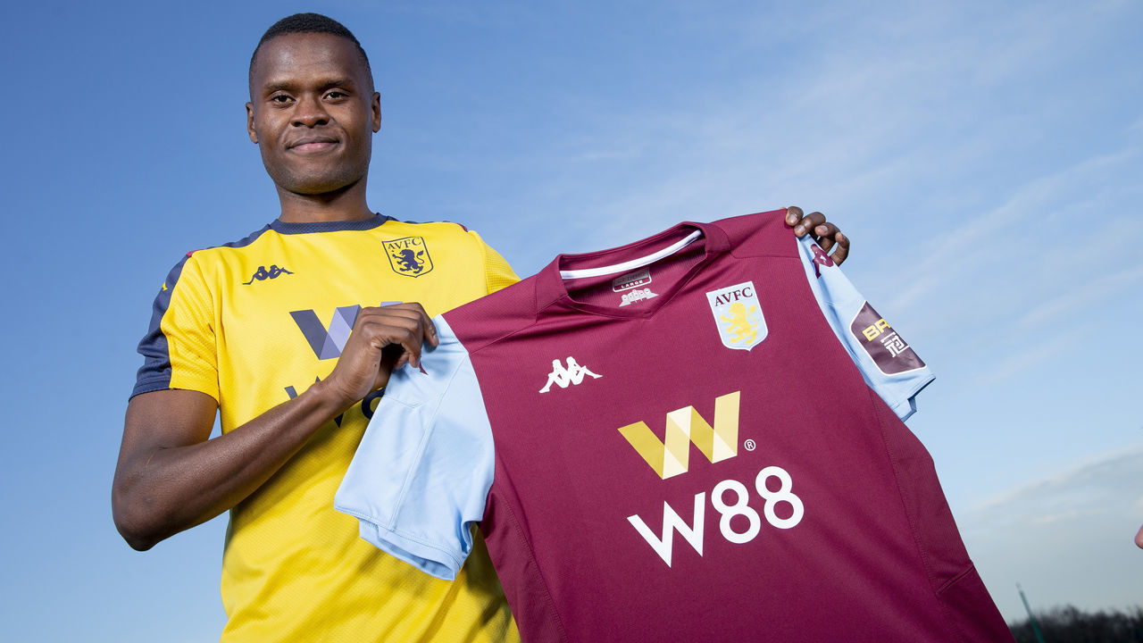 BIRMINGHAM, ENGLAND - JANUARY 20: Mbwana Ally Samatta of Aston Villa poses for a picture at Bodymoor Heath training ground on January 20, 2020 in Birmingham, England.