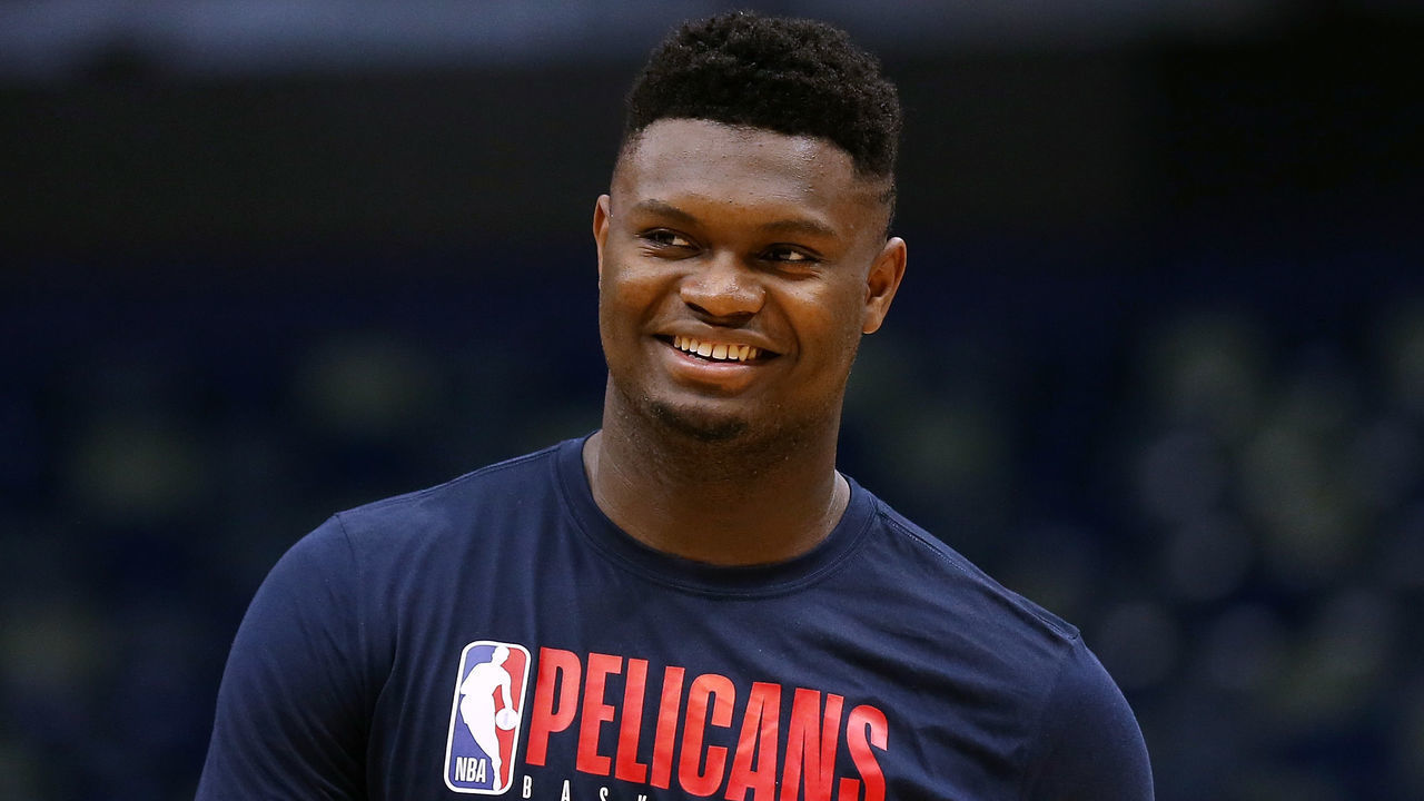NEW ORLEANS, LOUISIANA - JANUARY 18: Zion Williamson #1 of the New Orleans Pelicans warms up before a game against the LA Clippers at the Smoothie King Center on January 18, 2020 in New Orleans, Louisiana.