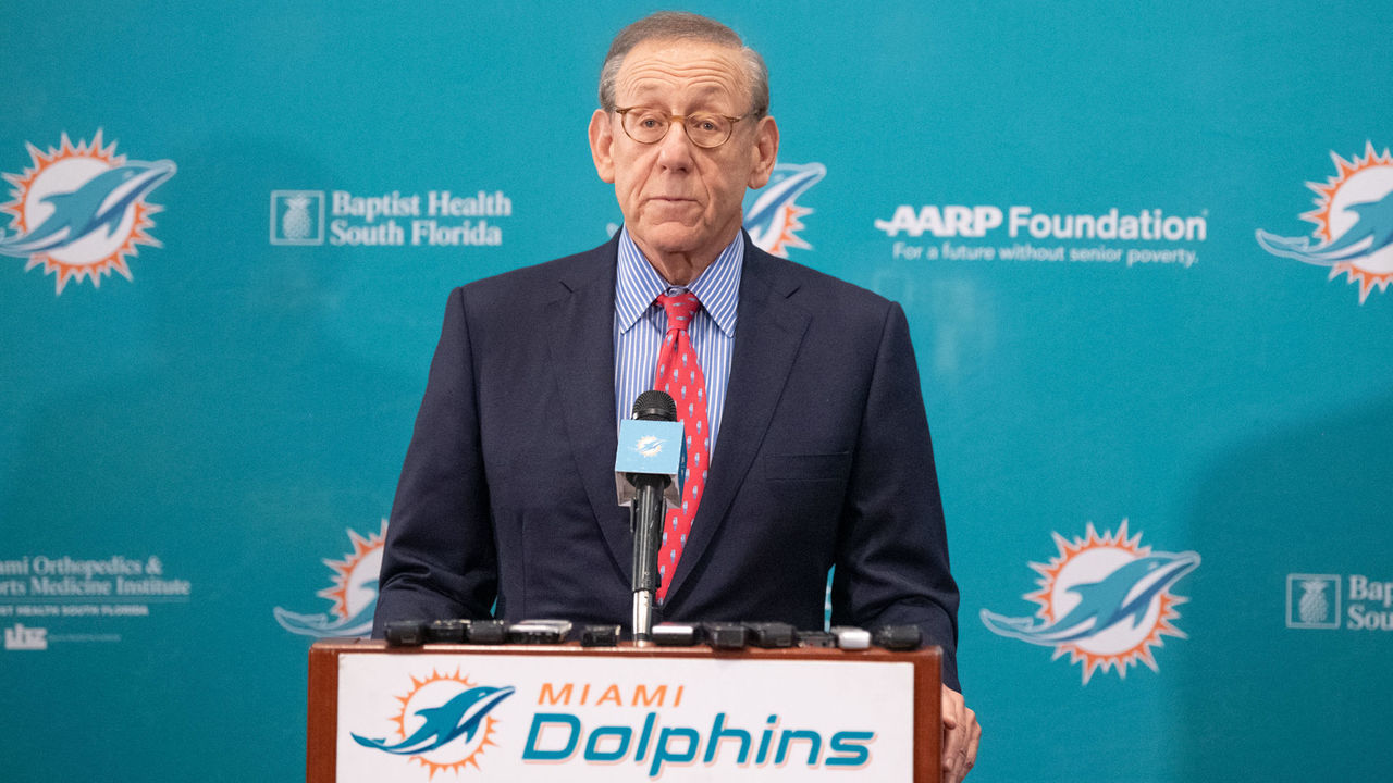 DAVIE, FL - FEBRUARY 04: Stephen Ross Chairman & Owner of the Miami Dolphins addresses the media as he announces Brian Flores as their new Head Coach at Baptist Health Training Facility at Nova Southern University on February 4, 2019 in Davie, Florida.
