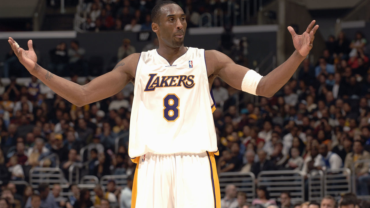 LOS ANGELES - JANUARY 22: Kobe Bryant #8 of the Los Angeles Lakers looks on against the Toronto Raptors on January 22, 2006 at Staples Center in Los Angeles, California. Bryant scored 81 points, the second highest total in NBA history. The Lakers won 122-104. NOTE TO USER: User expressly acknowledges and agrees that, by downloading and/or using this Photograph, user is consenting to the terms and conditions of the Getty Images License Agreement. Mandatory Copyright Notice: Copyright 2006 NBAE