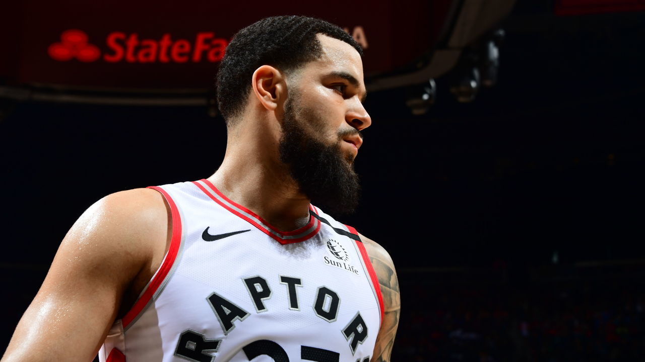ATLANTA, GA - JANUARY 20: Fred VanVleet #23 of the Toronto Raptors looks on during the game against the Atlanta Hawks on January 20, 2020 at State Farm Arena in Atlanta, Georgia. NOTE TO USER: User expressly acknowledges and agrees that, by downloading and/or using this Photograph, user is consenting to the terms and conditions of the Getty Images License Agreement. Mandatory Copyright Notice: Copyright 2020 NBAE