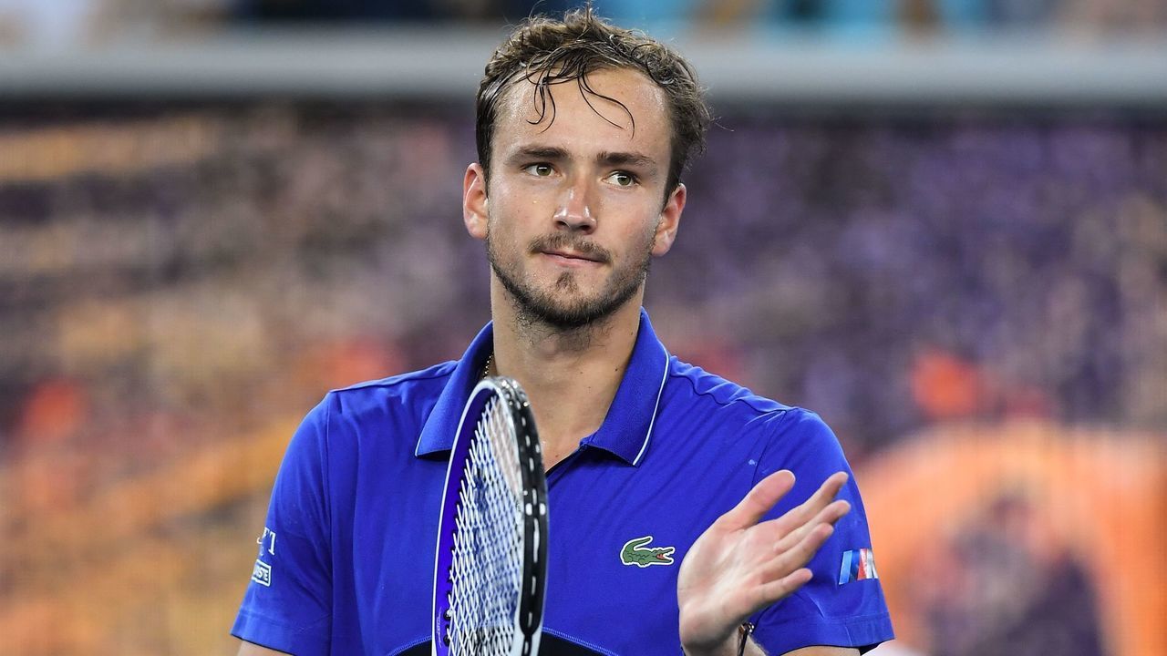 Russia's Daniil Medvedev celebrates after victory against Spain's Pedro Martinez during their men's singles match on day four of the Australian Open tennis tournament in Melbourne on January 23, 2020.