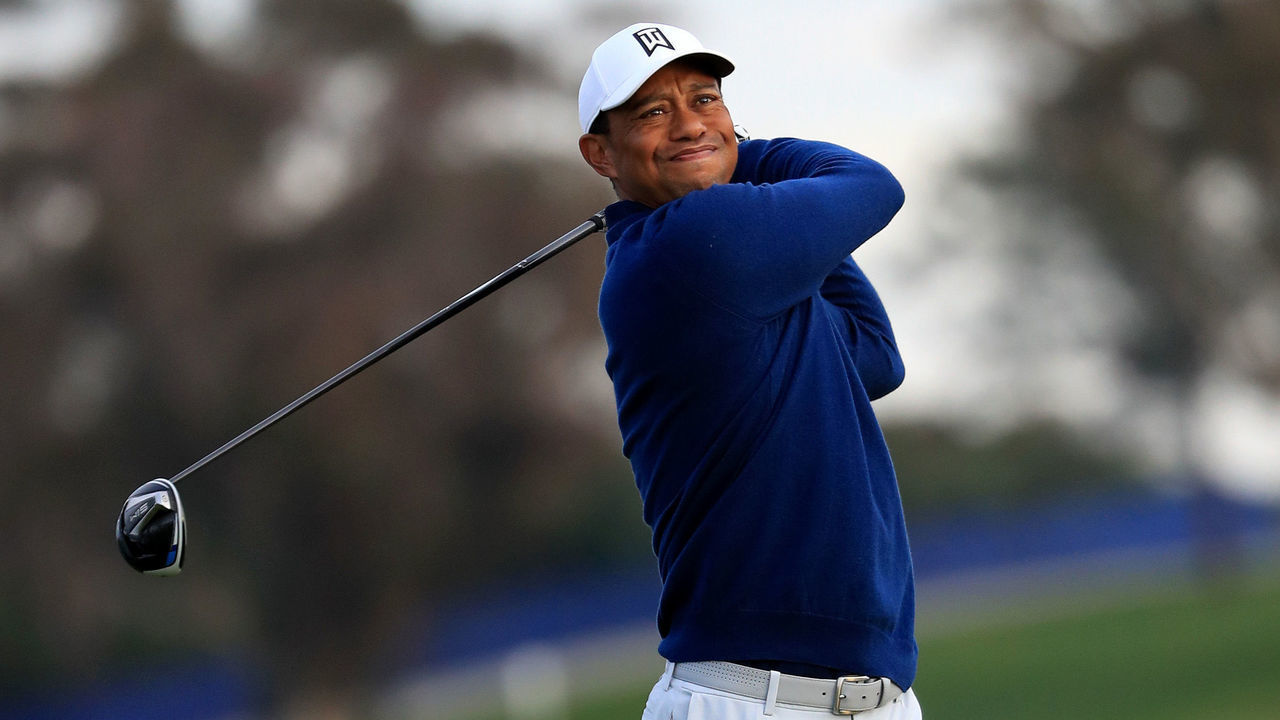 SAN DIEGO, CALIFORNIA - JANUARY 22: Tiger Woods plays a shot during the Pro-Am for the 2020 Farmers Insurance Open at Torrey Pines Golf Course on January 22, 2020 in San Diego, California.