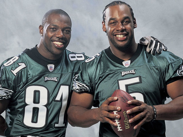 Nov 08, 2005; Philadelphia, PA, USA; ! 'Mags and TV Call for Price'! NFL Football: FILE PHOTO: Philly Eagles wide receiver TERRELL OWENS, 31, (L) has been deactivated for the remaining four games of the NFL season for 'conduct detrimental to the team.' When asked by a television interviewer if the Eagles might be undefeated if they had Brett Favre quarterbacking them rather than Donovan McNabb, Owens agreed and further contended that the Philadelphia club had not properly recognized his feat of scoring 100 career touchdowns. FILE PHOTO: Aug. 2, 2004; TERRELL OWENS and quarterback DONOVAN MCNABB (R).