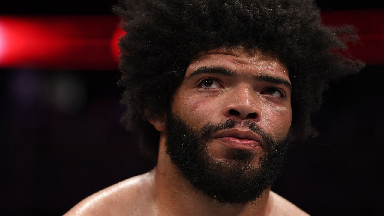 OTTAWA, ON - MAY 04: Juan Adams reacts after the conclusion of his heavyweight bout against Arjan Singh Bhullar of Canada during the UFC Fight Night event at Canadian Tire Centre on May 4, 2019 in Ottawa, Ontario, Canada.