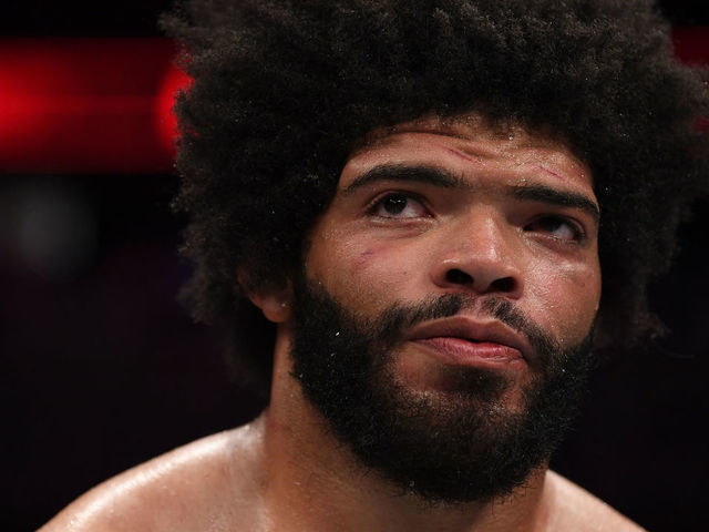 OTTAWA, ON - MAY 04: Juan Adams reacts after the conclusion of his heavyweight bout against Arjan Singh Bhullar of Canada during the UFC Fight Night event at Canadian Tire Centre on May 4, 2019 in Ottawa, Ontario, Canada.