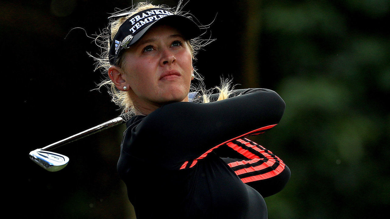 BOCA RATON, FLORIDA - JANUARY 23: Jessica Korda hits her tee shot on the third hole during the first round of the Gainbridge LPGA at Boca Rio on January 23, 2020 in Boca Raton, Florida.