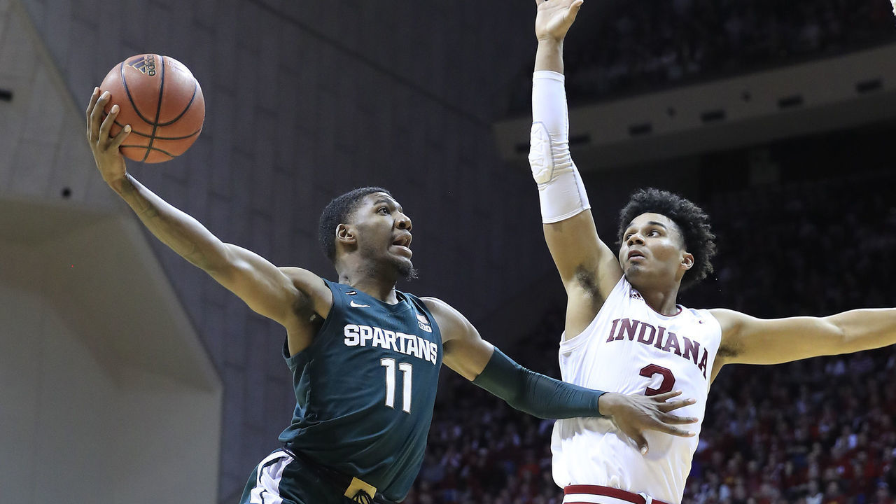 BLOOMINGTON, INDIANA - JANUARY 23: Aaron Henry #11 of the Michigan State Spartans shoots the ball against the Indiana Hoosiers at Assembly Hall on January 23, 2020 in Bloomington, Indiana.