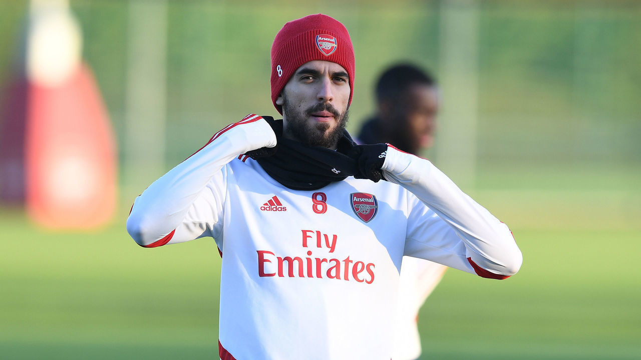 ST ALBANS, ENGLAND - JANUARY 20: Dani Ceballos of Arsenal during a training session at London Colney on January 20, 2020 in St Albans, England.