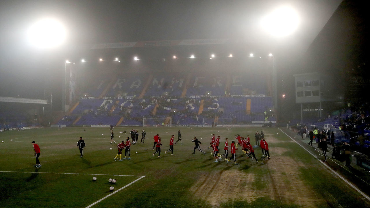 Watford players warm up before the FA Cup third round replay match at Prenton Park, Birkenhead.
