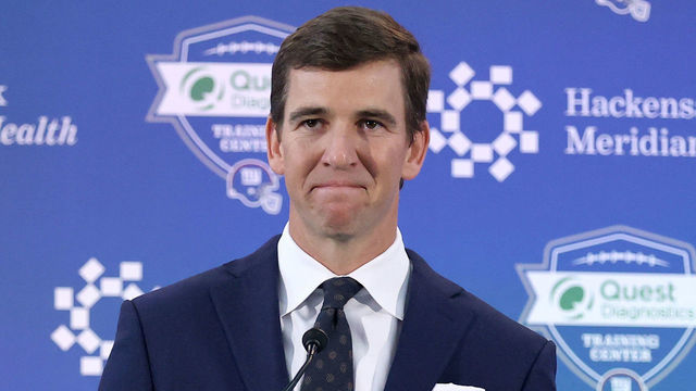 EAST RUTHERFORD, NEW JERSEY - JANUARY 24: Eli Manning of the New York Giants announces his retirement during a press conference on January 24, 2020 at Quest Diagnostic Training Center in East Rutherford, New Jersey.The two time Super Bowl MVP is retiring after 16 seasons with the team.