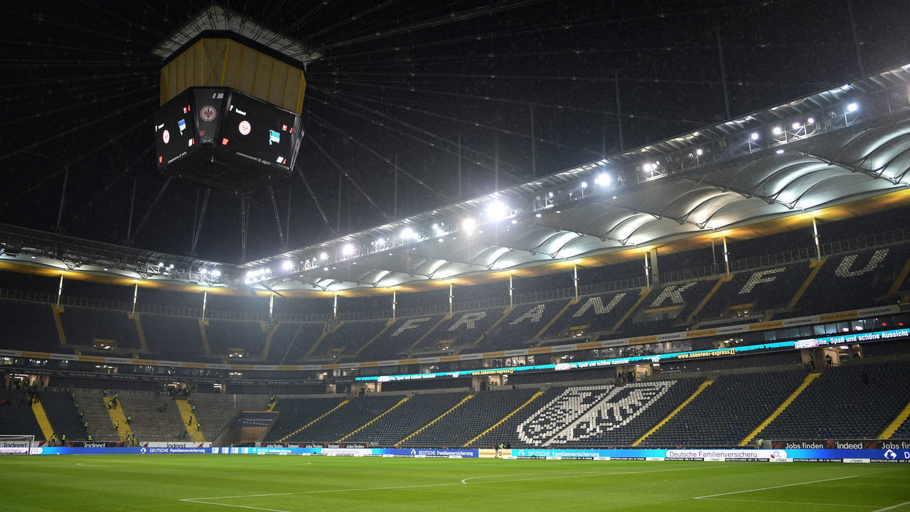 FRANKFURT AM MAIN, GERMANY - DECEMBER 06: General view inside the stadium ahead of the Bundesliga match between Eintracht Frankfurt and Hertha BSC at Commerzbank-Arena on December 06, 2019 in Frankfurt am Main, Germany.