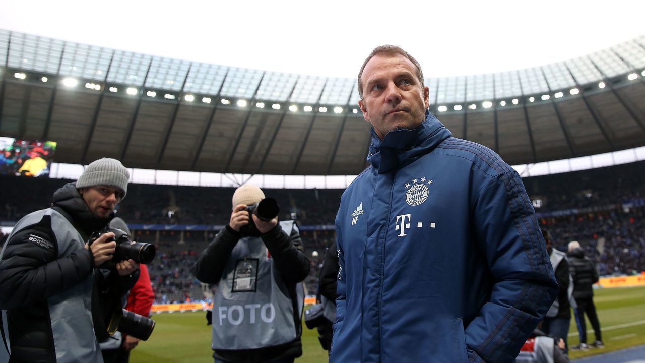Bayern Munich's German head coach Hans-Dieter Flick looks on ahead the German first division Bundesliga football match Hertha Berlin v Bayern Munich in Berlin, on January 19, 2020.
