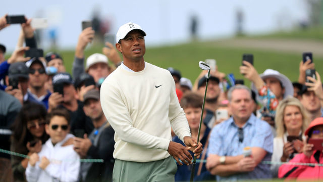 SAN DIEGO, CALIFORNIA - JANUARY 24: Tiger Woods plays a shot on the sixth hole during the second round of the Farmers Insurance Open at Torrey Pines South on January 24, 2020 in San Diego, California.