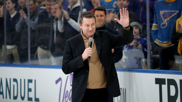 ST LOUIS, MISSOURI - JANUARY 24: Wayne Gretzky addresses fans prior to the 2020 NHL All-Star Skills Competition at Enterprise Center on January 24, 2020 in St Louis, Missouri.