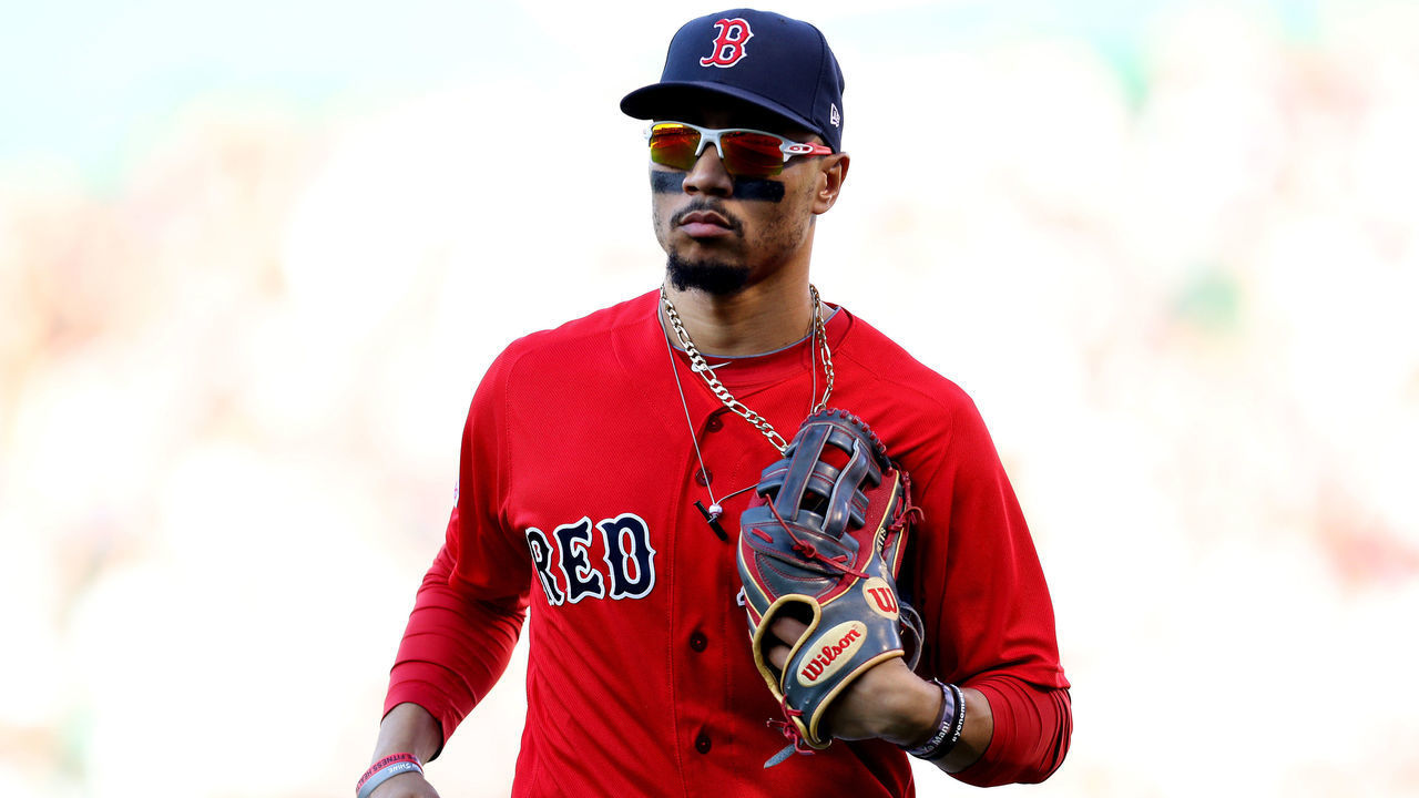 BOSTON, MASSACHUSETTS - SEPTEMBER 29: Mookie Betts #50 of the Boston Red Sox runs to the dugout during the fifth inning against the Baltimore Orioles at Fenway Park on September 29, 2019 in Boston, Massachusetts.