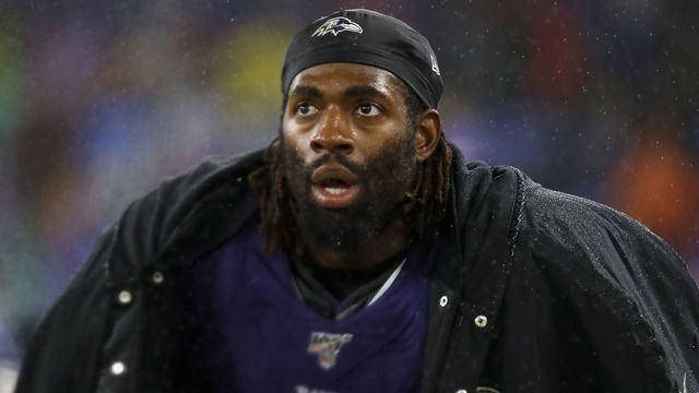 BALTIMORE, MD - DECEMBER 29: Matt Judon #99 of the Baltimore Ravens looks on during the second half of the game against the Pittsburgh Steelers at M&T Bank Stadium on December 29, 2019 in Baltimore, Maryland.