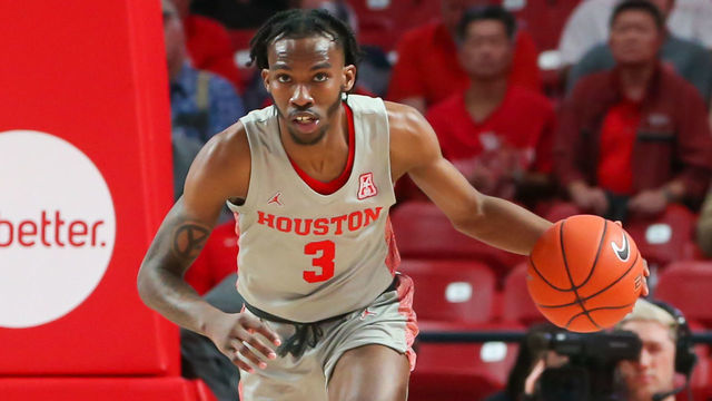 HOUSTON, TX - JANUARY 26: Houston Cougars guard DeJon Jarreau (3) brings up the ball in the first half of the college basketball game between the South Florida Bulls and Houston Cougars on January 26, 2020 at Feritta Center in Houston, Texas.