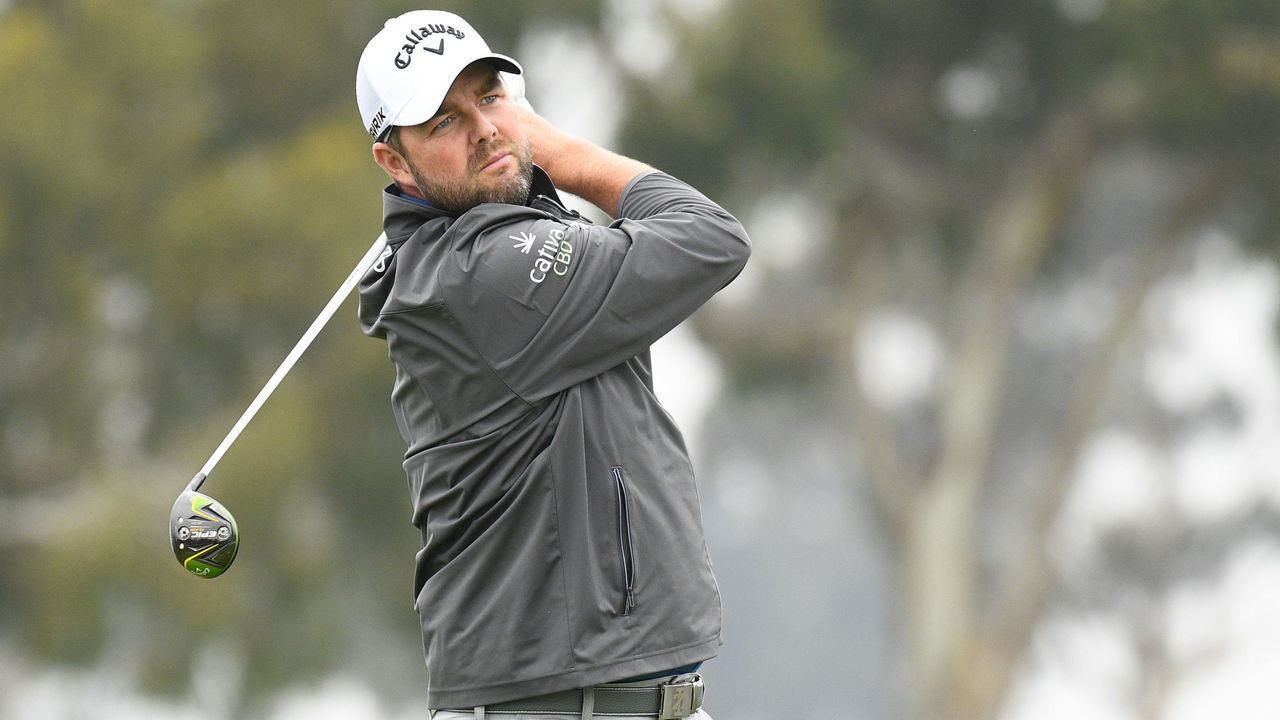 LA JOLLA, CA - JANUARY 26: Marc Leishman tees off on the 2nd hole on the South Course during the final round of the Farmers Insurance Open golf tournament at Torrey Pines Municipal Golf Course on January 26, 2020.